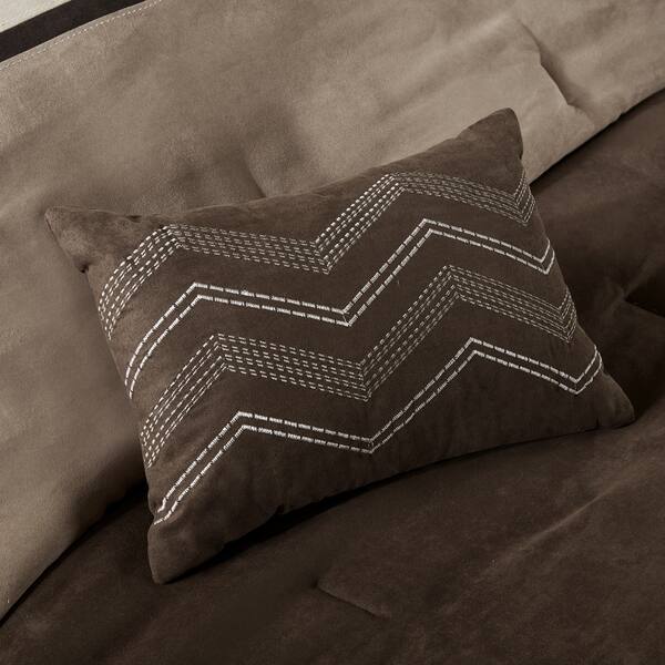 Shop Madison Park Hanover Brown Solid Pieced 7 Piece Comforter Set
