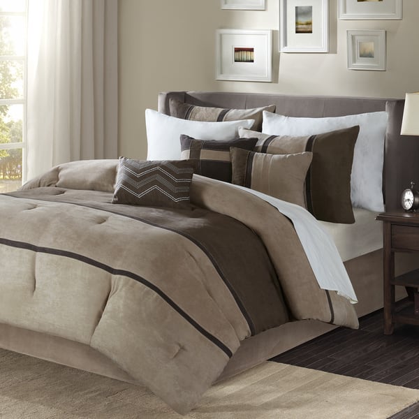 Madison Park Hanover Brown Solid Pieced 7 Piece Comforter Set On Sale Overstock 13155538