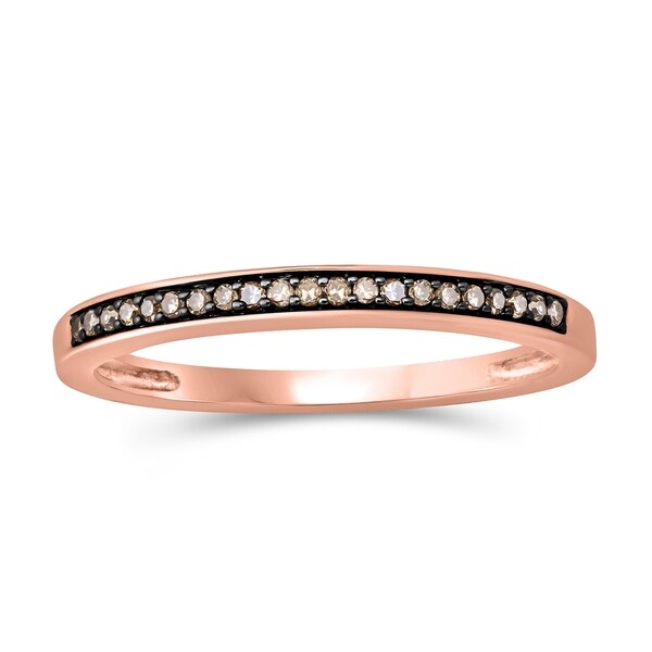 10k Rose Gold 1/10ct TDW Champagne Diamond Anniversary Band