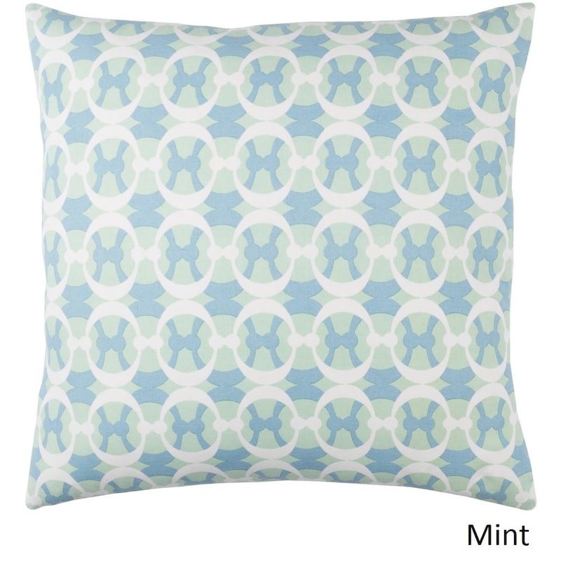 Decorative Westbury 18-inch Feather Down or Poly Filled Throw Pillow - Green/White/Blue - Down