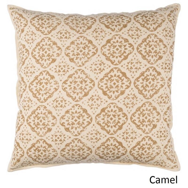 Decorative Villeurbanne 18-inch Feather Down or Poly Filled Throw Pillow - Down - Brown/Off-White