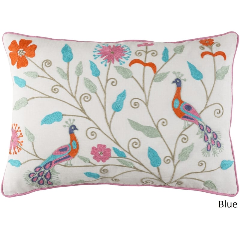 Decorative Villejuif Feather Down or Poly Filled Throw Pillow (13 x 19) - Orange/Blue/Multi - Down