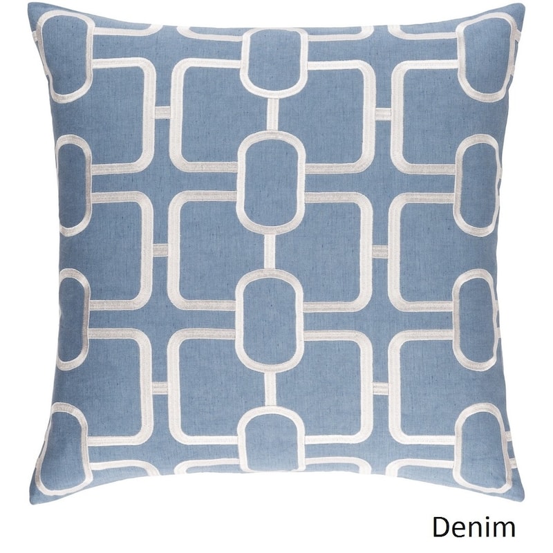 Decorative Stains 20-inch Feather Down or Poly Filled Throw Pillow - Down - Blue/Off-White