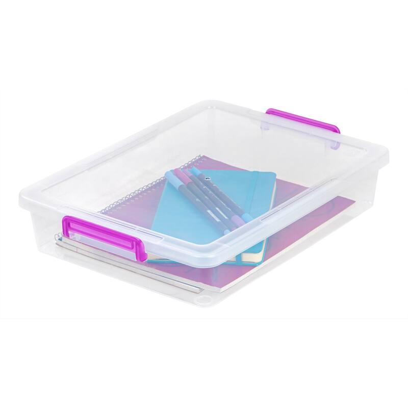 IRIS Clear/Purple Plastic Large Modular Latching Box (Pack of 6)