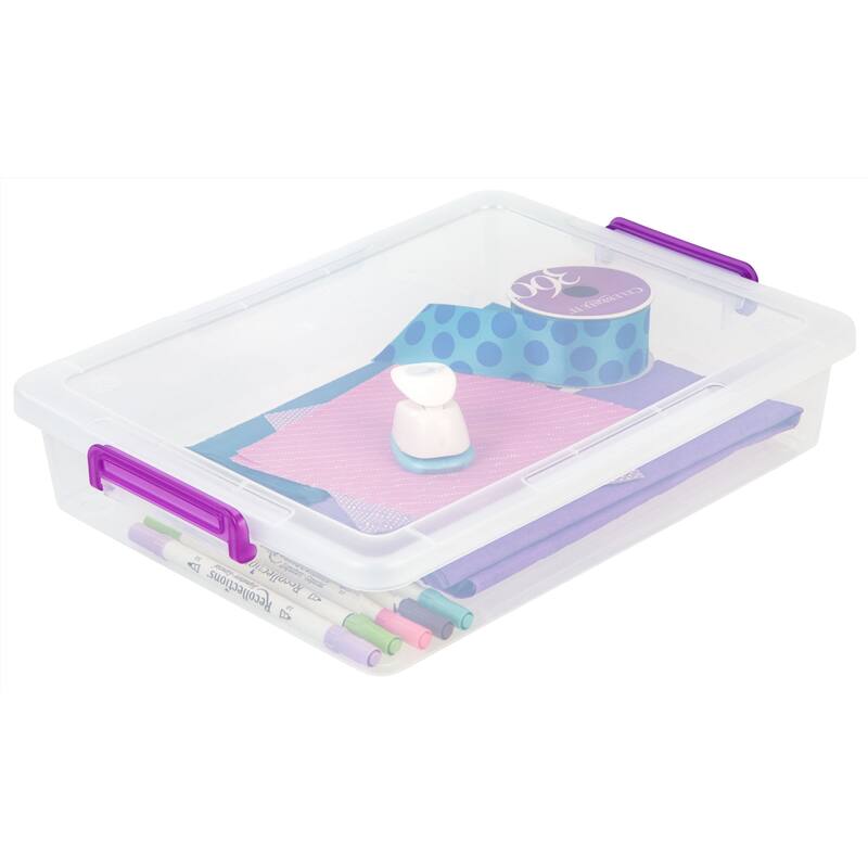 IRIS Clear/Purple Plastic Large Modular Latching Box (Pack of 6)