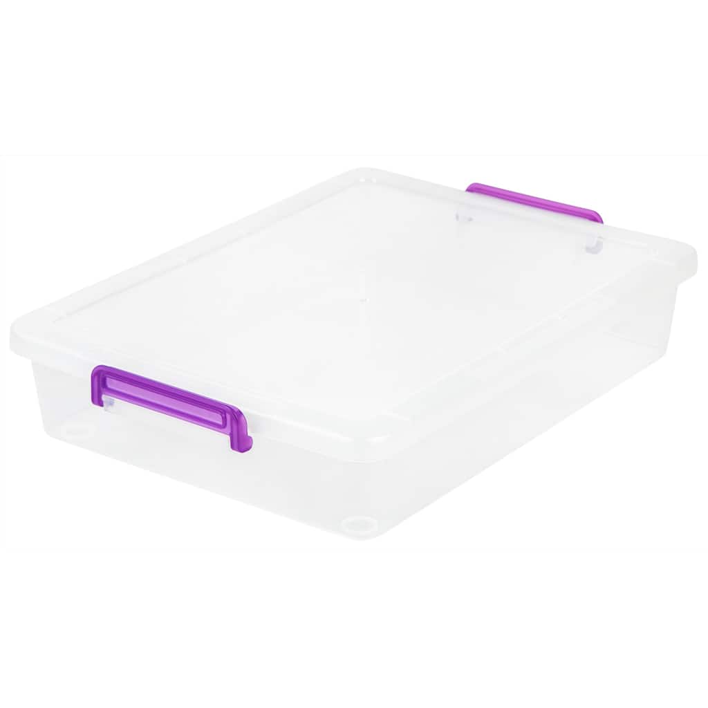 IRIS Clear/Purple Plastic Large Modular Latching Box (Pack of 6)