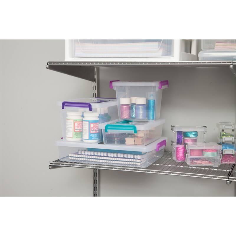 IRIS Clear/Purple Plastic Large Modular Latching Box (Pack of 6)