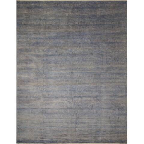 Noori Rug Fine Grass Kazam Grey/Teal Blue Rug - 12'0 x 14'11