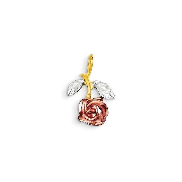 Shop 14k Tri-color Gold Rose Charm - Overstock - 13159083