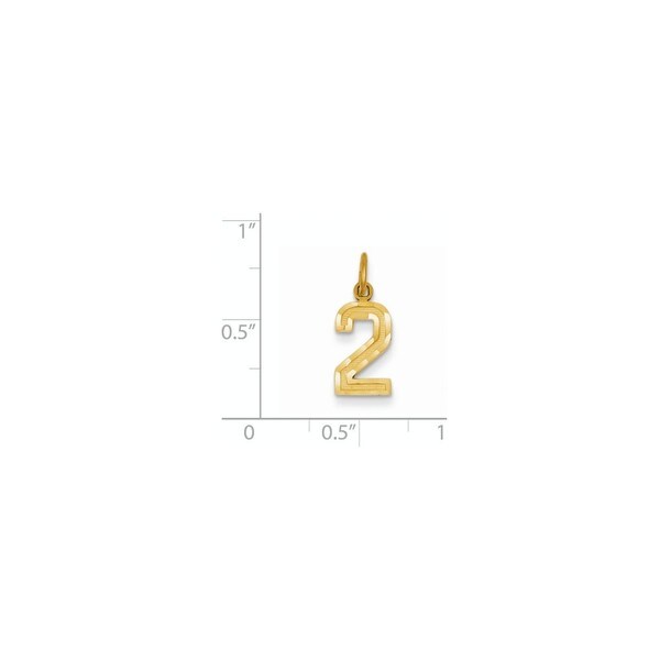 14k Yellow Gold Casted Medium Diamond-cut Number 1 Charm