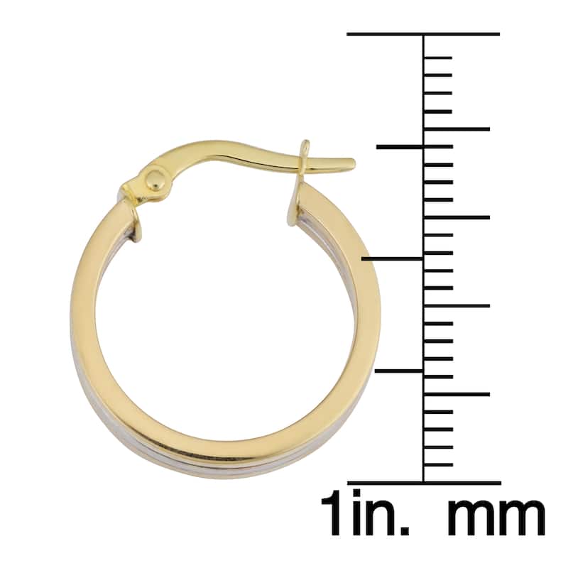 Fremada Italian 10k Two-tone Gold 4x15-mm Triple Hoop Earrings