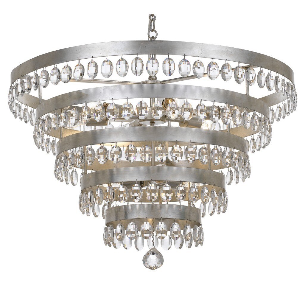 Crystorama Perla Collection 9-light Antique Silver Chandelier - Chandeliers For Bedrooms by Overstock.com