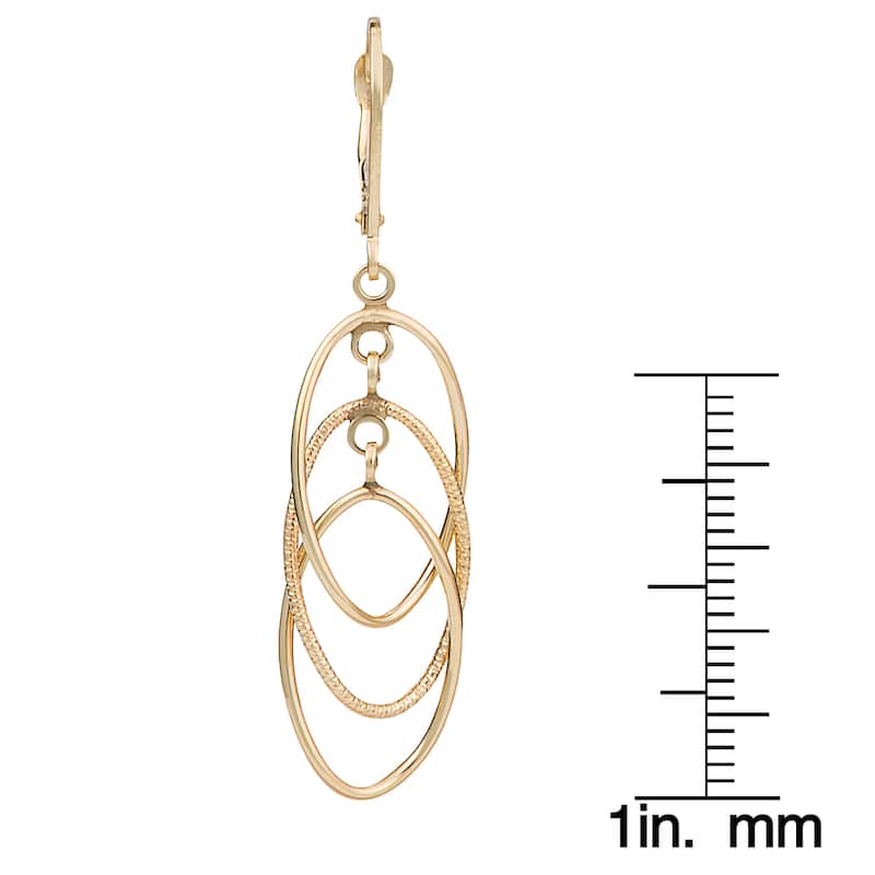 Fremada 14k Gold Dangling Ovals Leverback Earrings
