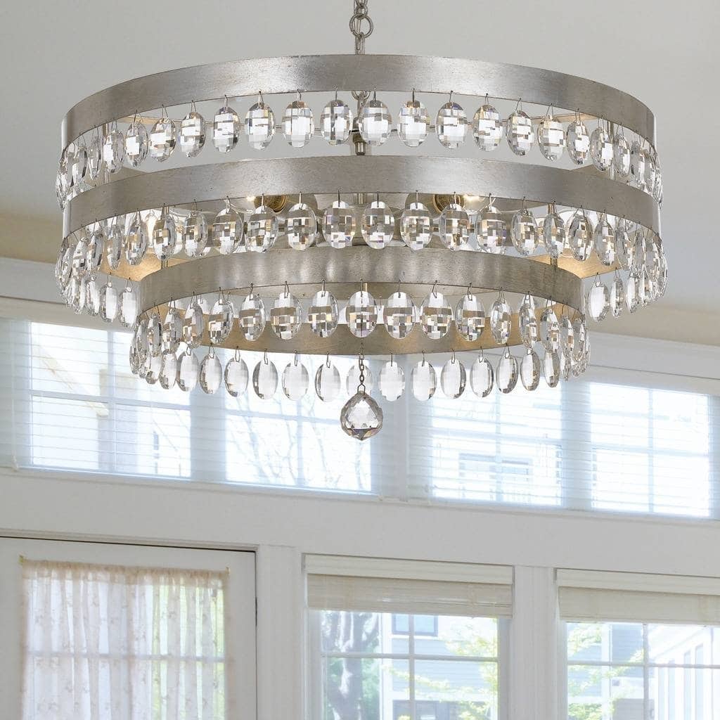 6-light Antique Silver/Crystal Chandelier - Chandeliers For Bedrooms by Overstock.com