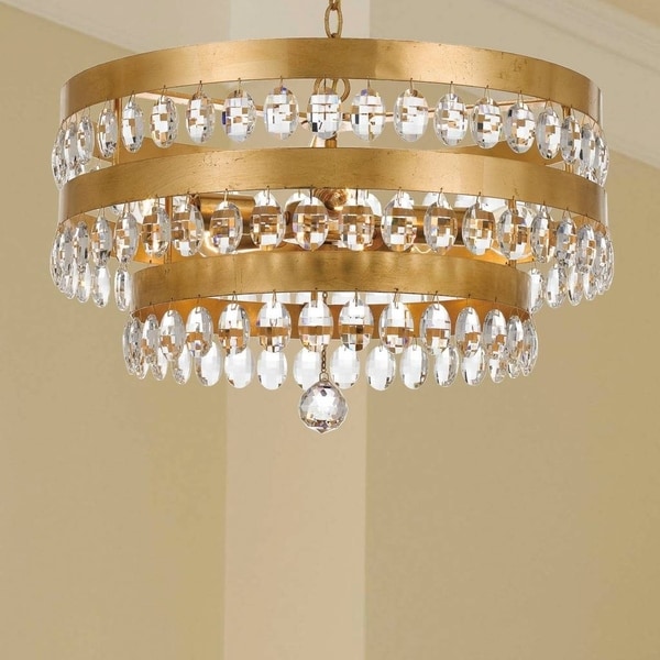 5 Light Antique Gold Crystal Chandelier Free Shipping Today 5 Light Antique Gold Crystal Chandelier
