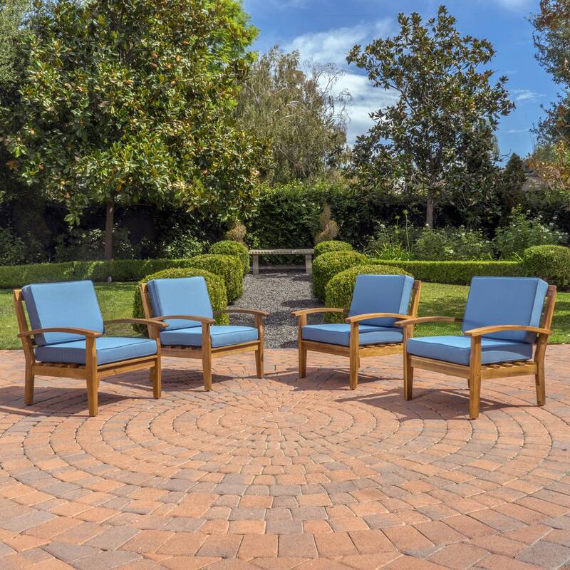 Peyton Outdoor Wooden Club Chair (Set of 4) by Christopher Knight Home
