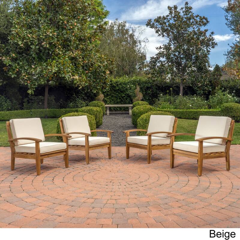 Peyton Outdoor Wooden Club Chair (Set of 4) by Christopher Knight Home