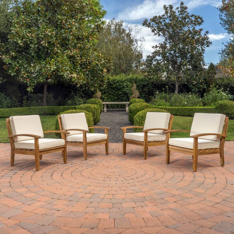 Peyton Outdoor Wooden Club Chair (Set of 4) by Christopher Knight Home