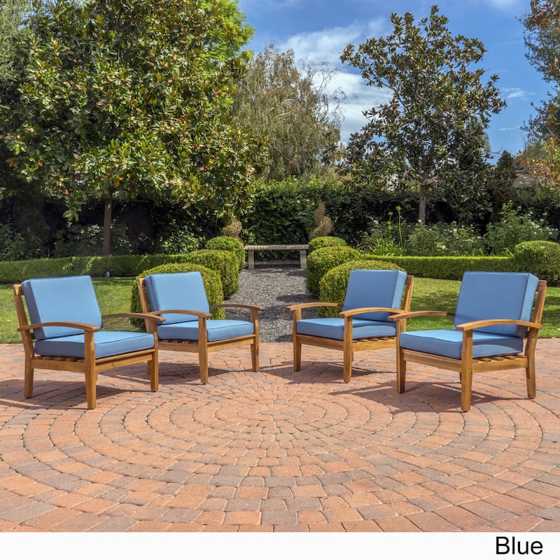 Peyton Outdoor Wooden Club Chair (Set of 4) by Christopher Knight Home