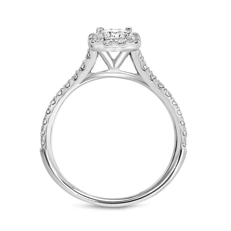 Auriya Platinum 1ctw Princess-cut Halo Diamond Engagement Ring Set