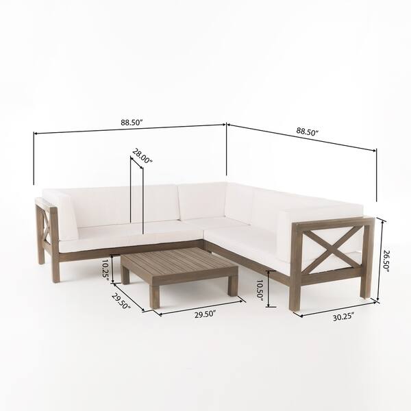 Brava Outdoor 4 Piece Wood Sectional Set W Cushions By Brava Outdoor 4 Piece Wood