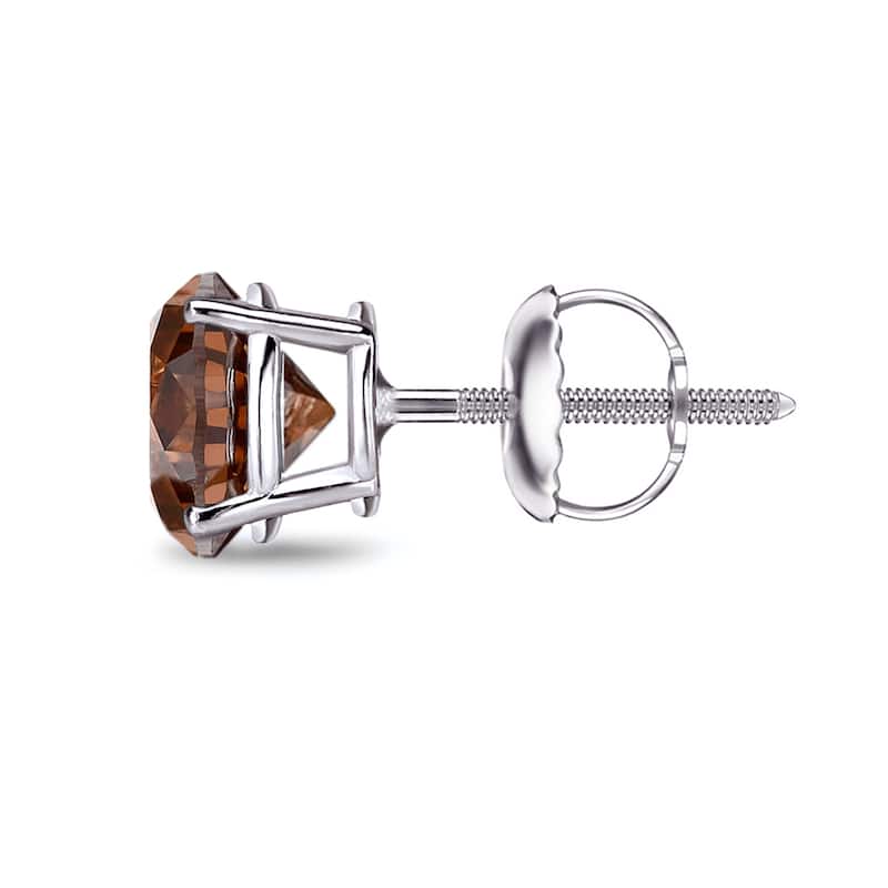 Auriya 1/4ctw Round Brown Diamond SINGLE (1) Stud Earring 14k Gold