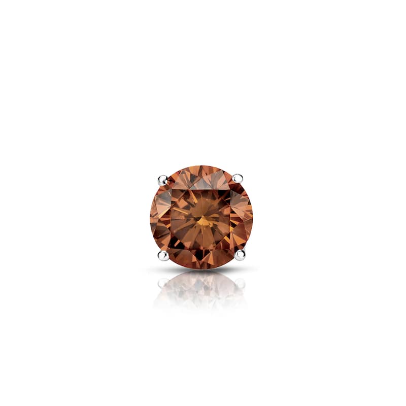 Auriya 1/4ctw Round Brown Diamond SINGLE (1) Stud Earring 14k Gold