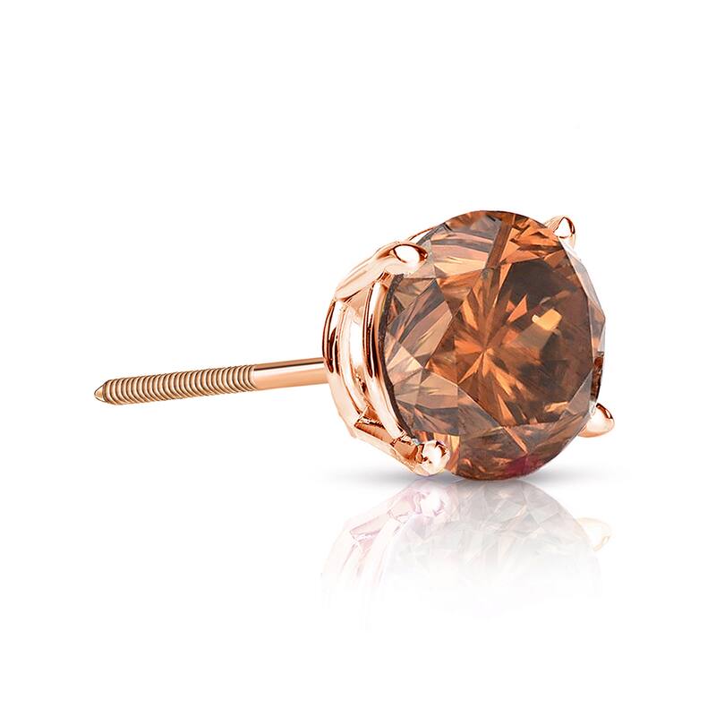 Auriya 1/3ctw Round Brown Diamond SINGLE (1) Stud Earring 14k Gold