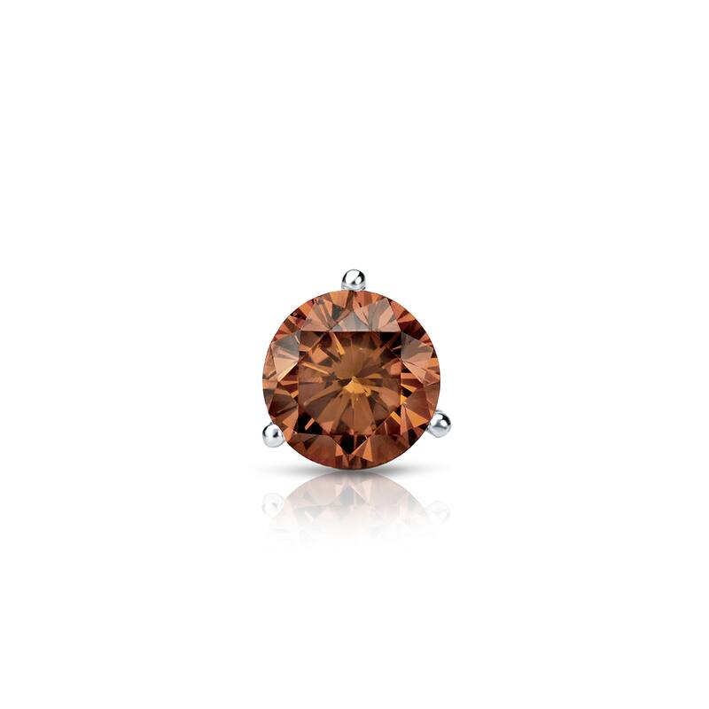 Auriya 14k Gold 1/4ct TDW Round SINGLE (1) Brown Diamond Stud Earring