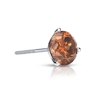 Auriya 14k Gold 1/4ct TDW Round SINGLE (1) Brown Diamond Stud Earring