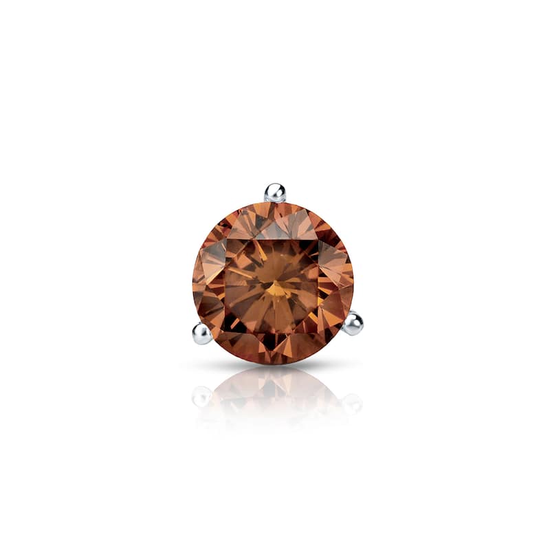 Auriya 14k Gold 1/3ct TDW Round SINGLE (1) Brown Diamond Stud Earring