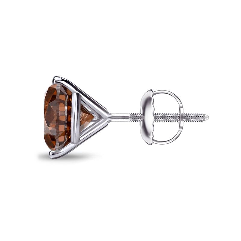 Auriya 1/2ctw 3-Prong Martini Round Brown Diamond SINGLE (1) Stud Earring 14k Gold
