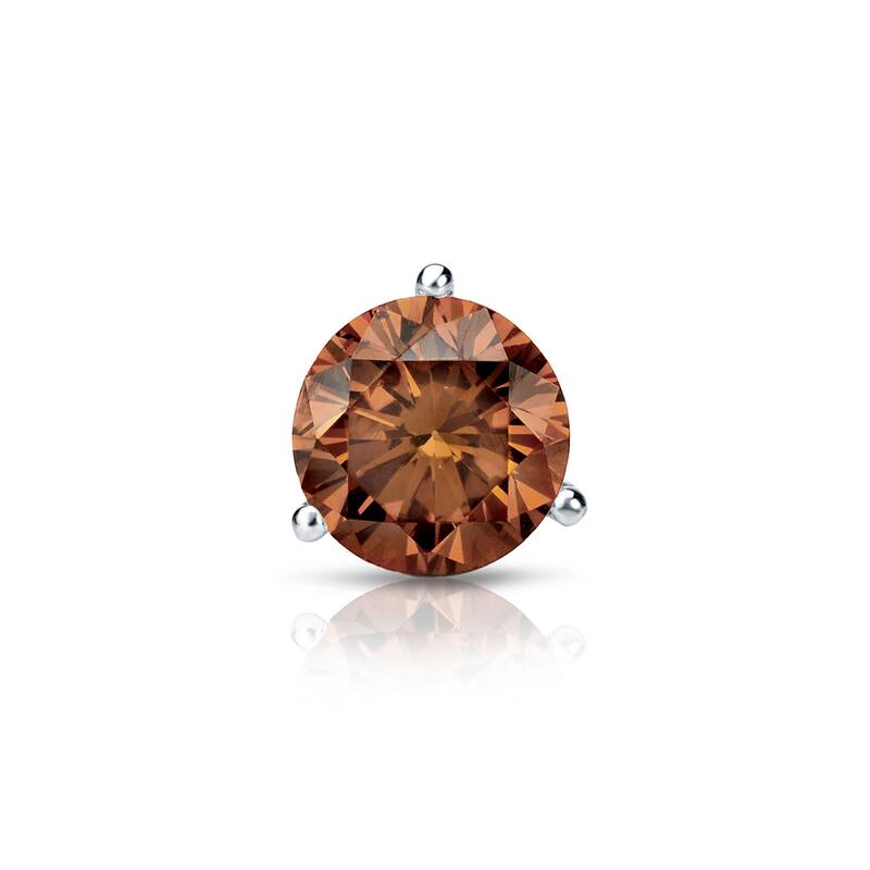 Auriya 1/2ctw 3-Prong Martini Round Brown Diamond SINGLE (1) Stud Earring 14k Gold