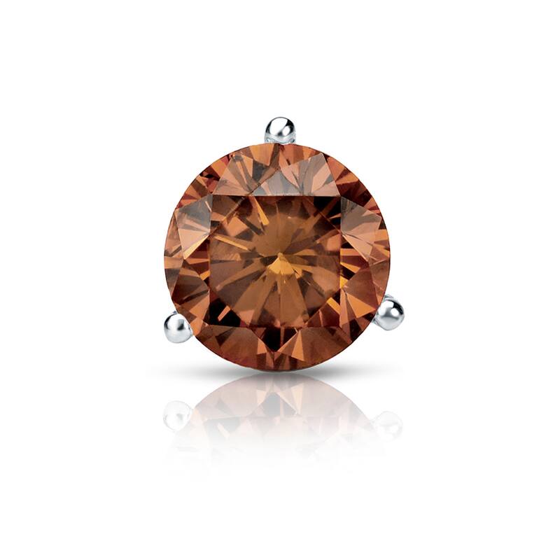 Auriya 14k Gold 1ct TDW Round SINGLE (1) Brown Diamond Stud Earring