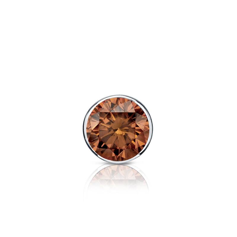 Auriya 1/4ctw Bezel-Set Round Brown Diamond SINGLE (1) Stud Earring 14k Gold