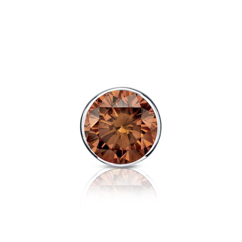 Auriya 1/3ctw Bezel-Set Round Brown Diamond SINGLE (1) Stud Earring 14k Gold