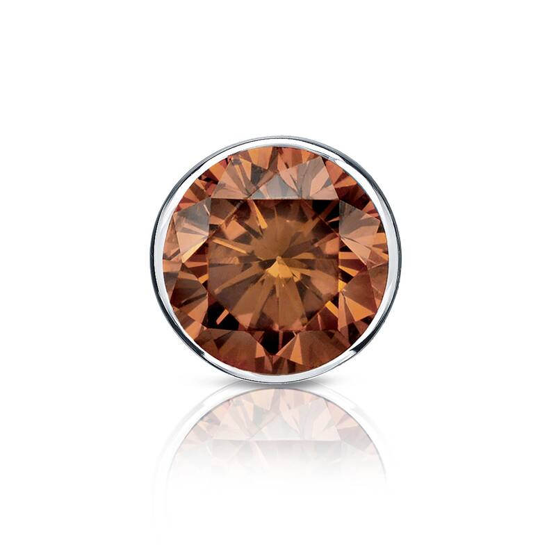 Auriya 14k Gold 1ct TDW Bezel-Set SINGLE (1) Brown Diamond Stud Earring