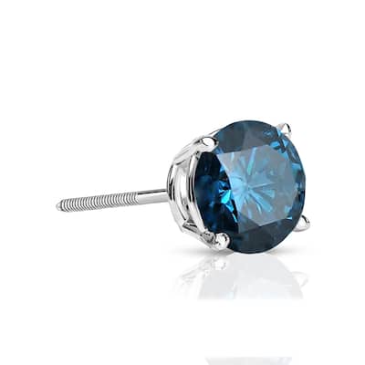 Auriya 1/4ctw Round Blue Diamond SINGLE (1) Stud Earring 14k Gold