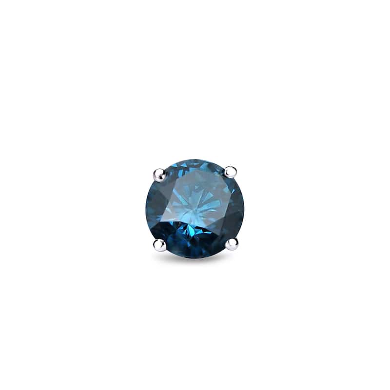 Auriya 1/4ctw Round Blue Diamond SINGLE (1) Stud Earring 14k Gold