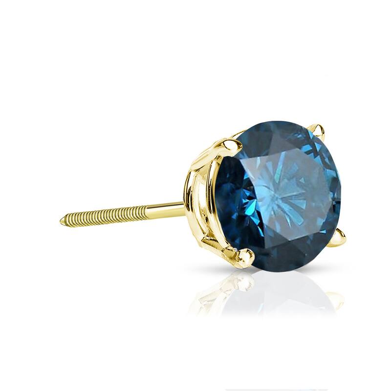 Auriya 1/2ctw Round Blue Diamond SINGLE (1) Stud Earring 14k Gold