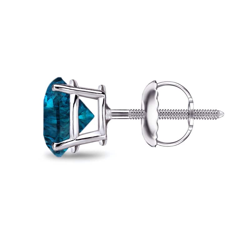 Auriya 1/2ctw Round Blue Diamond SINGLE (1) Stud Earring 14k Gold
