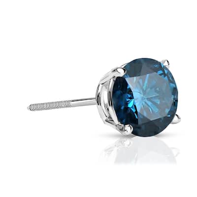 Auriya 3/4ctw Round Blue Diamond SINGLE (1) Stud Earring 14k Gold