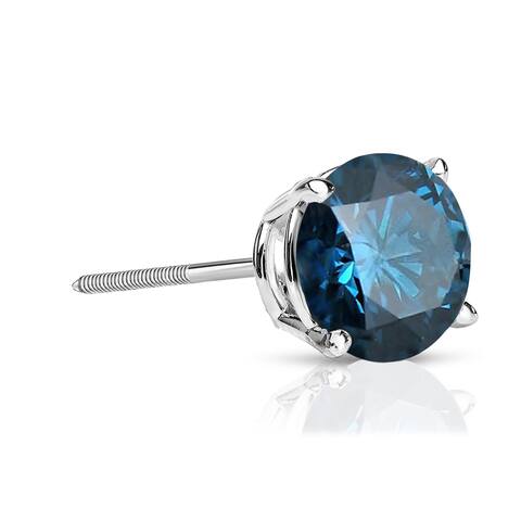 Auriya 3/4ctw Round Blue Diamond SINGLE (1) Stud Earring 14k Gold