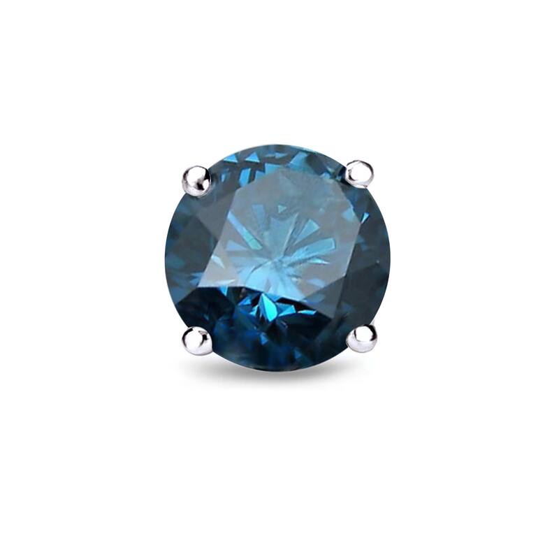 Auriya 14k Gold 1ct TDW Round SINGLE (1) Blue Diamond Stud Earring