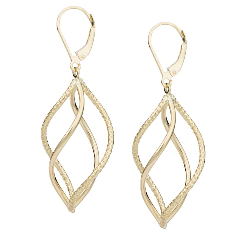 Fremada 14k Yellow Gold Swirl Design Leverback Earrings