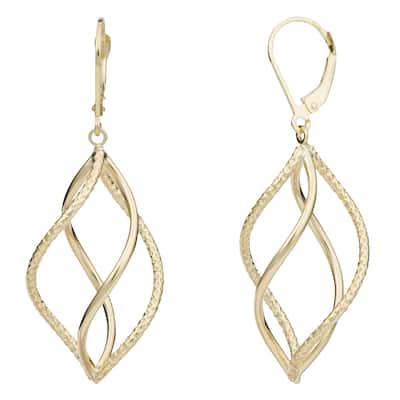 Fremada 14k Yellow Gold Swirl Design Leverback Earrings