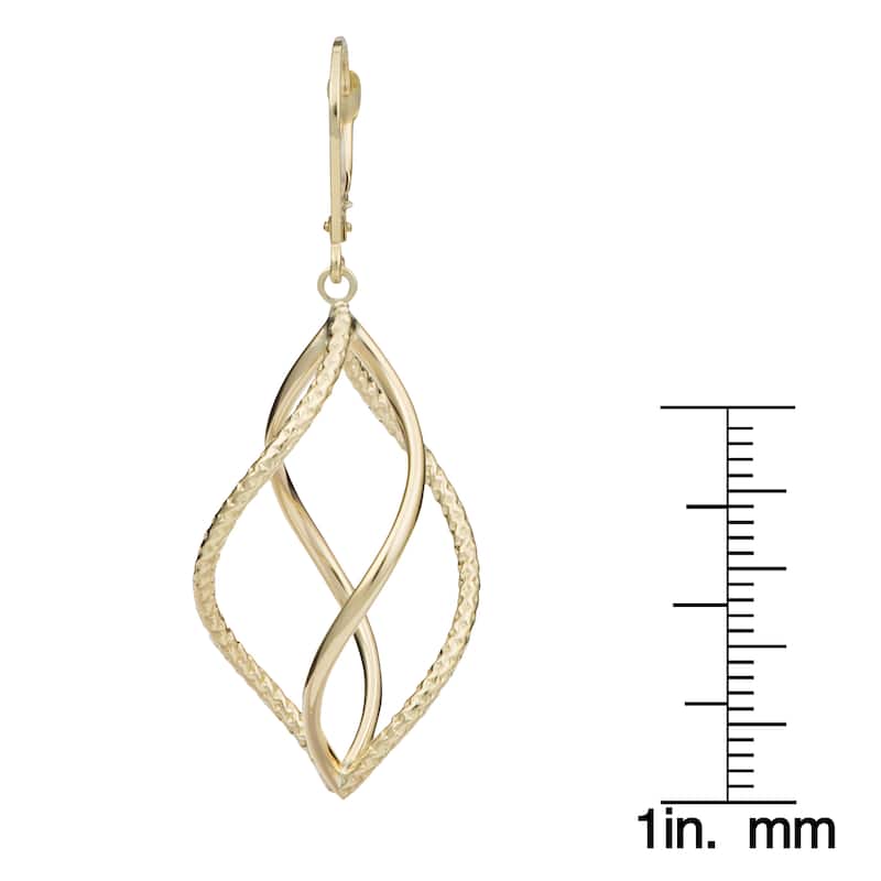 Fremada 14k Yellow Gold Swirl Design Leverback Earrings