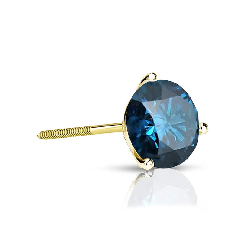 Auriya 14k Gold 1/4ct TDW Round SINGLE (1) Blue Diamond Stud Earring