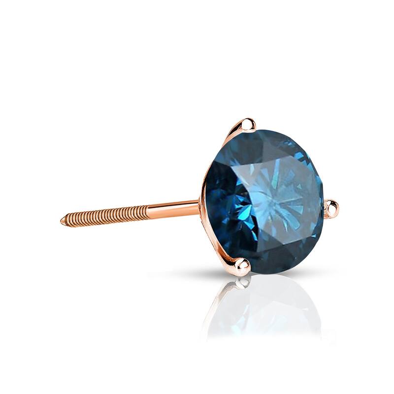 Auriya 14k Gold 1/4ct TDW Round SINGLE (1) Blue Diamond Stud Earring