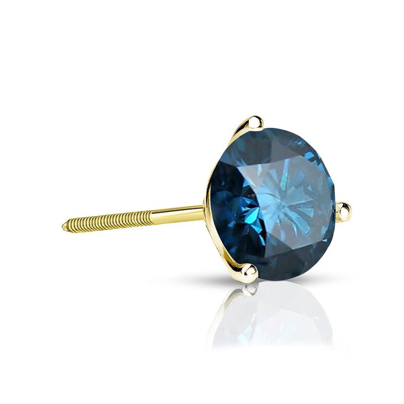 Auriya 14k Gold 1/3ct TDW Round SINGLE (1) Blue Diamond Stud Earring